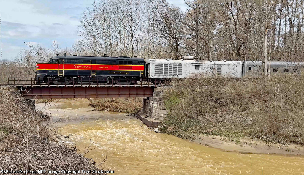 CVSR 6773 crosses the swollen Furnace Run.